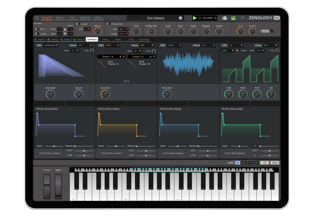 Roland ZENOLOGY GX iPad OS Screen