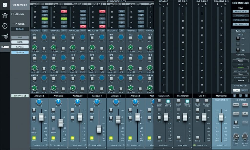 Solid State Logic SSL 18 - GUI