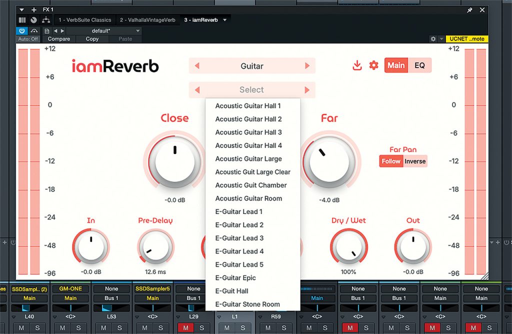 iamreverb drop-down menu