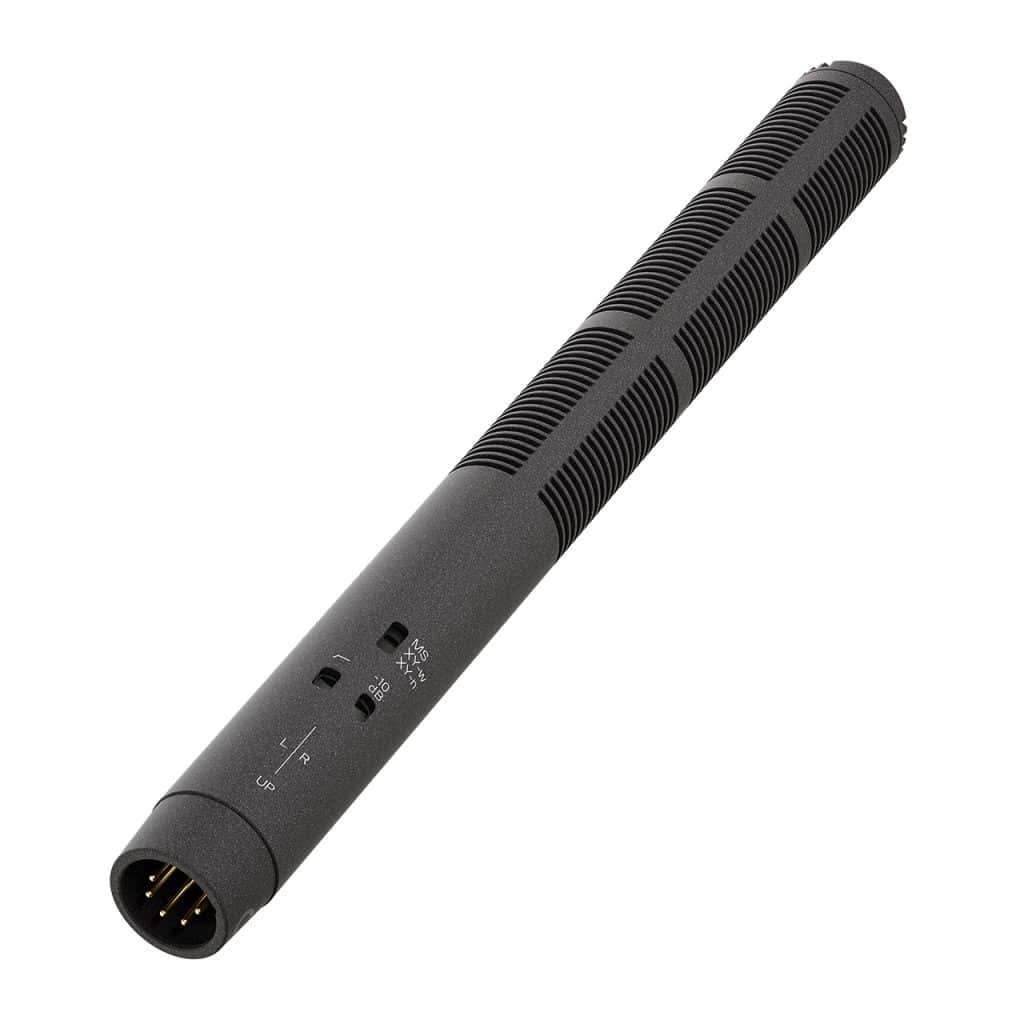 The MKH 8018 RF condenser microphone is a compact stereo shotgun mic with three switchable stereo modes (MS, XY-wide and XY-narrow)
